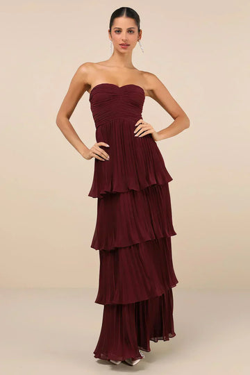 Hayley Ruffled Pleated Maxi Dress