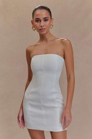 Maci White Crepe Mini Dress