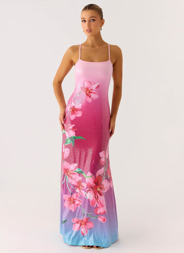 Ariaz Sequin Maxi Dress Pink