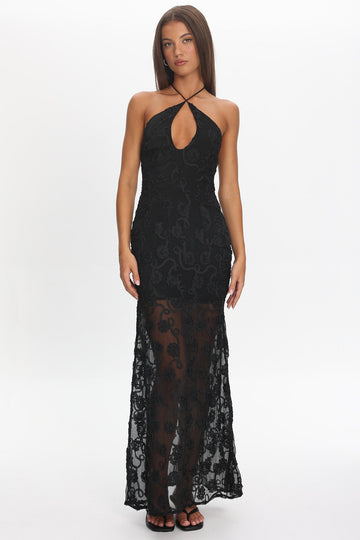 One Night Embellished Maxi Dress Black