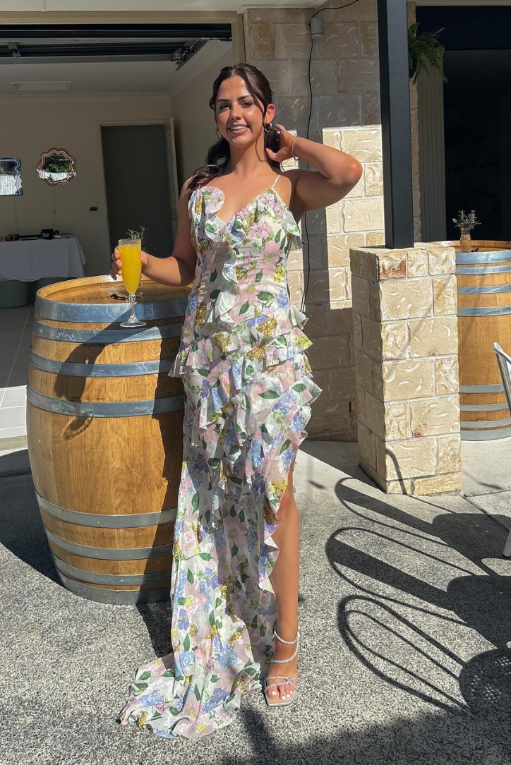 Catherine Ruffled Floral Maxi Dress