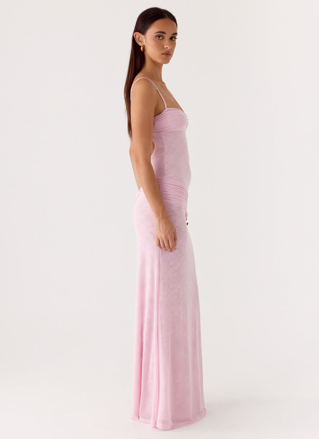 Natty Lace Mesh Maxi Dress Petal Pink