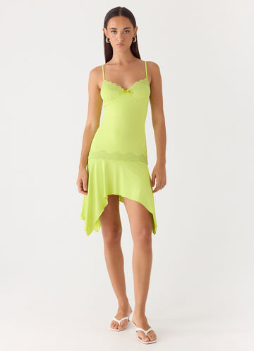 Queen Card Mini Dress Lime
