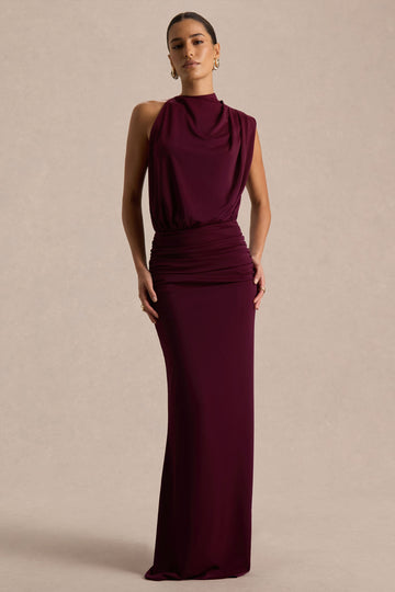 Umaira | Bordeaux Maxi Dress With High Neck